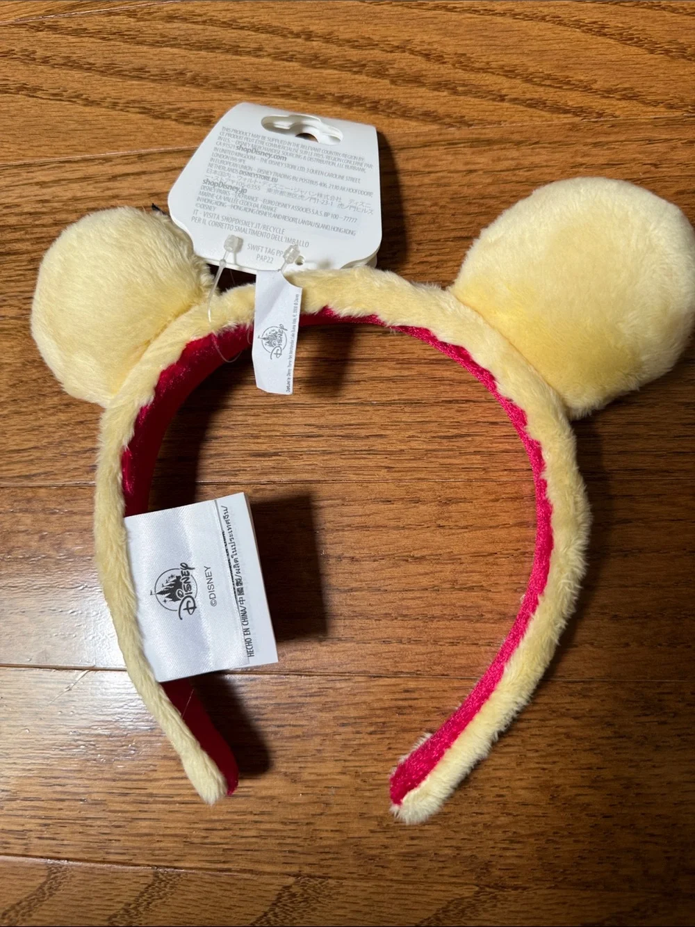 Disney Plush Winnie the Pooh Ear Headband - Yellow with Pink Lining